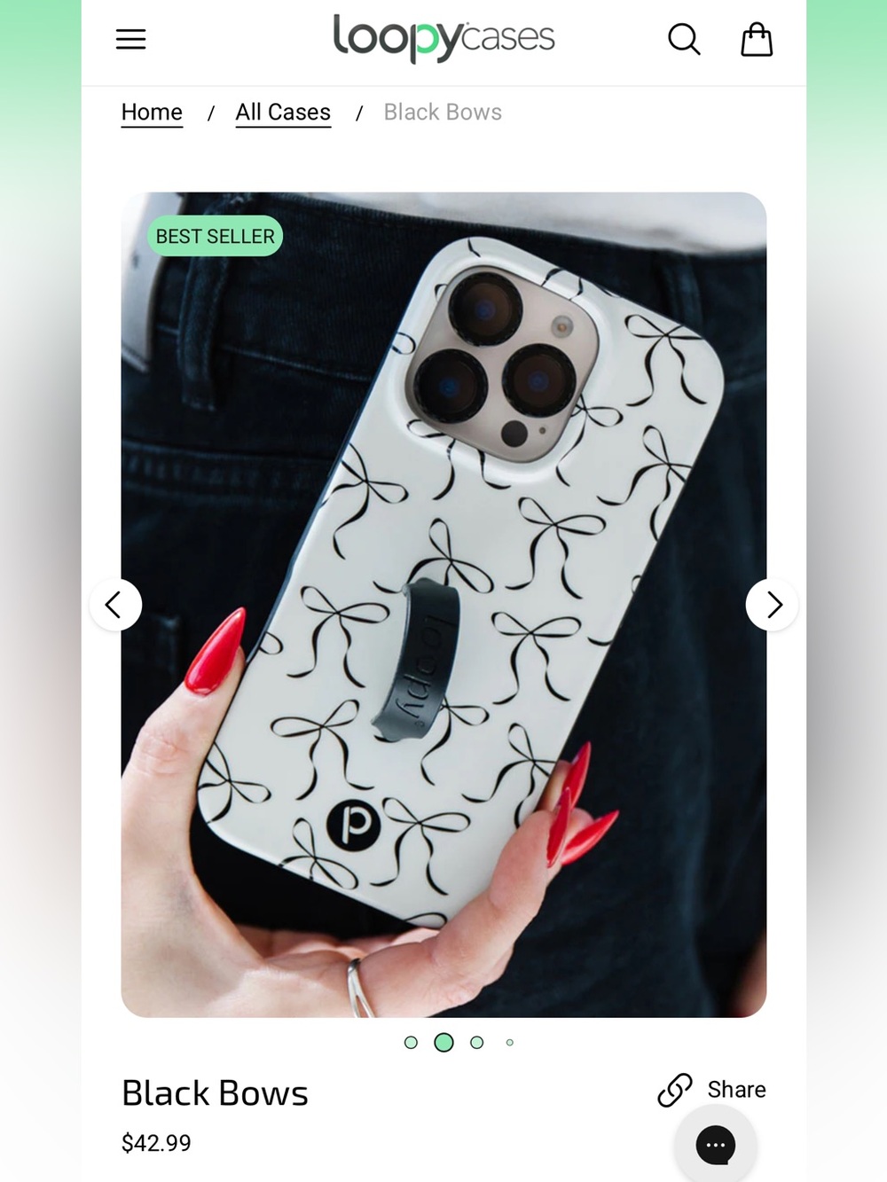Loopy Black Bows iPhone 16 Pro Max Case
